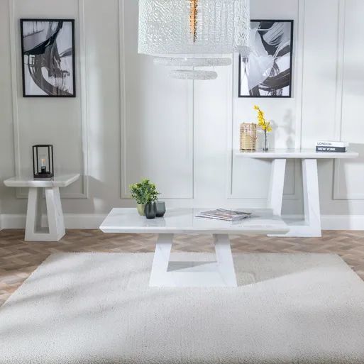 White/ Off White Living Room Furniture